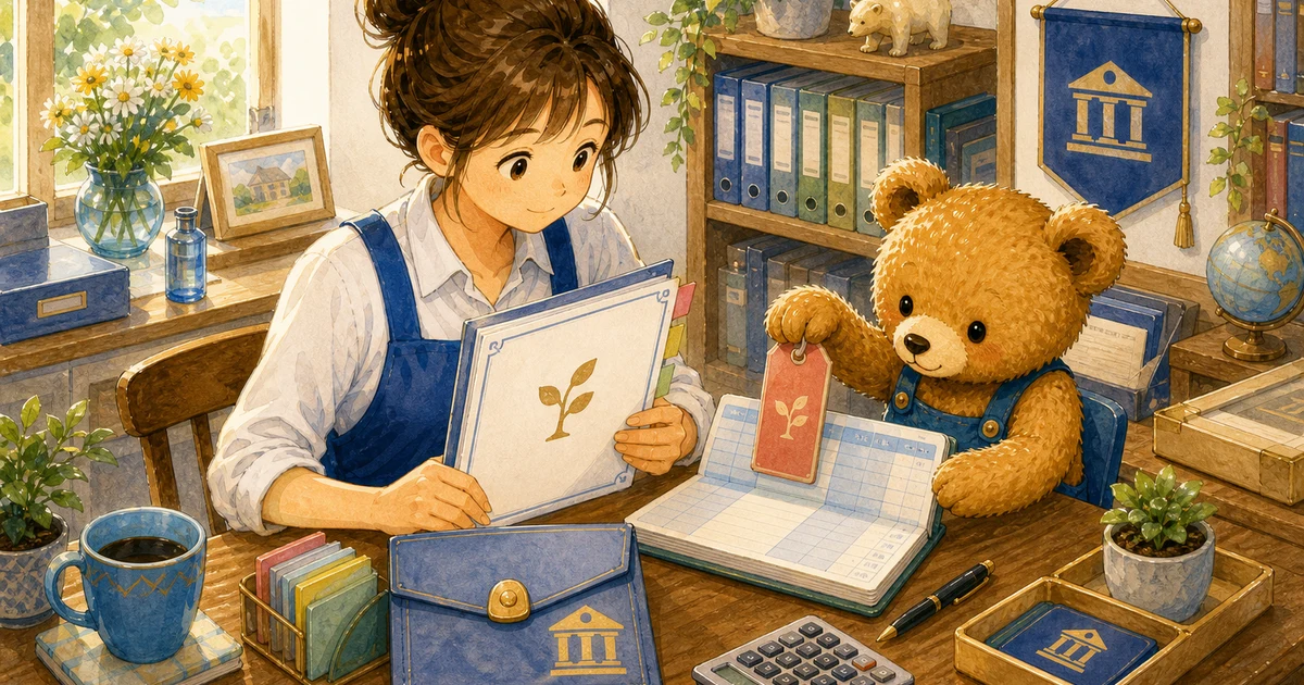第4回第1問15：追加出資が当座預金に払い込まれた仕訳の解説用ヒーロー画像。こぐま商会で銀行通知と資金メモを見ながら、入金や返済の理由を確認する場面