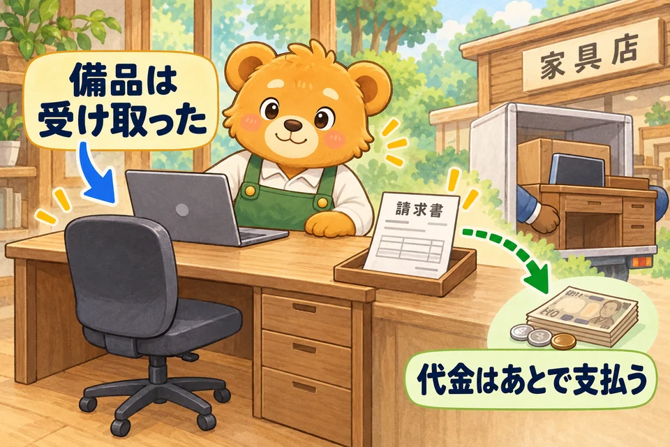 販売商品以外の備品を購入し、まだ払っていない代金を記録する。