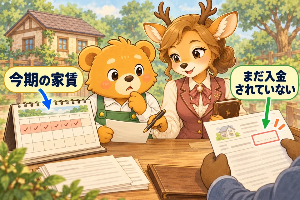 すでに貸した期間の家賃について、まだ入金されていない分を記録する。