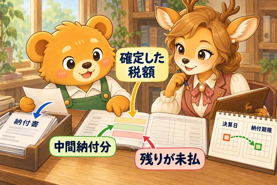 決算で確定した法人税等のうち、まだ納付していない額を記録する。