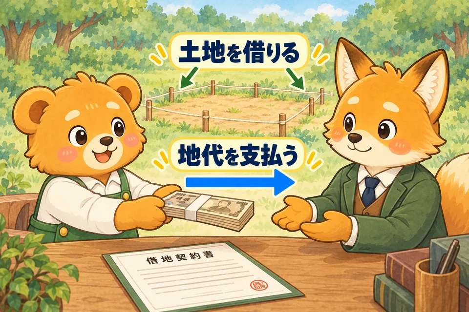 会社が土地を借り、その使用料として地代を支払う。