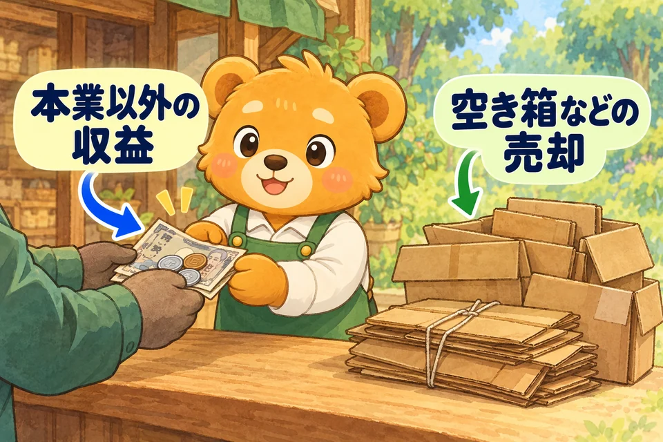 不要な空き箱の売却など、本業以外の小さな収益を記録する。