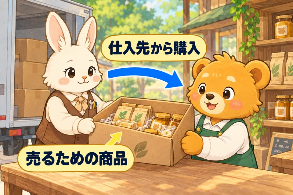 お客さまに売るための商品を、仕入先から購入する。
