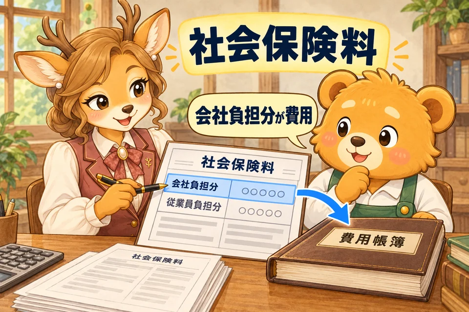 社会保険料のうち、会社が負担する分を費用にする。